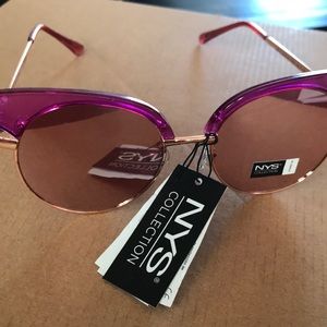 Pink reflective sunglasses.